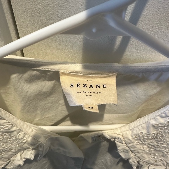 Sezane Alexia button up blouse white with collar size 40 or size 8 - Picture 5 of 6